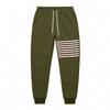 Men Stripe Jogger Sweatpants, Elastic Drawstring Waist Contrast Stripe Ribbed Ankle Cuffs Soft Fleece‑Lined Casual Athletic Trousers