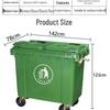 Jundingying 660L Heavy-Duty Wheeled Plastic Trash Can