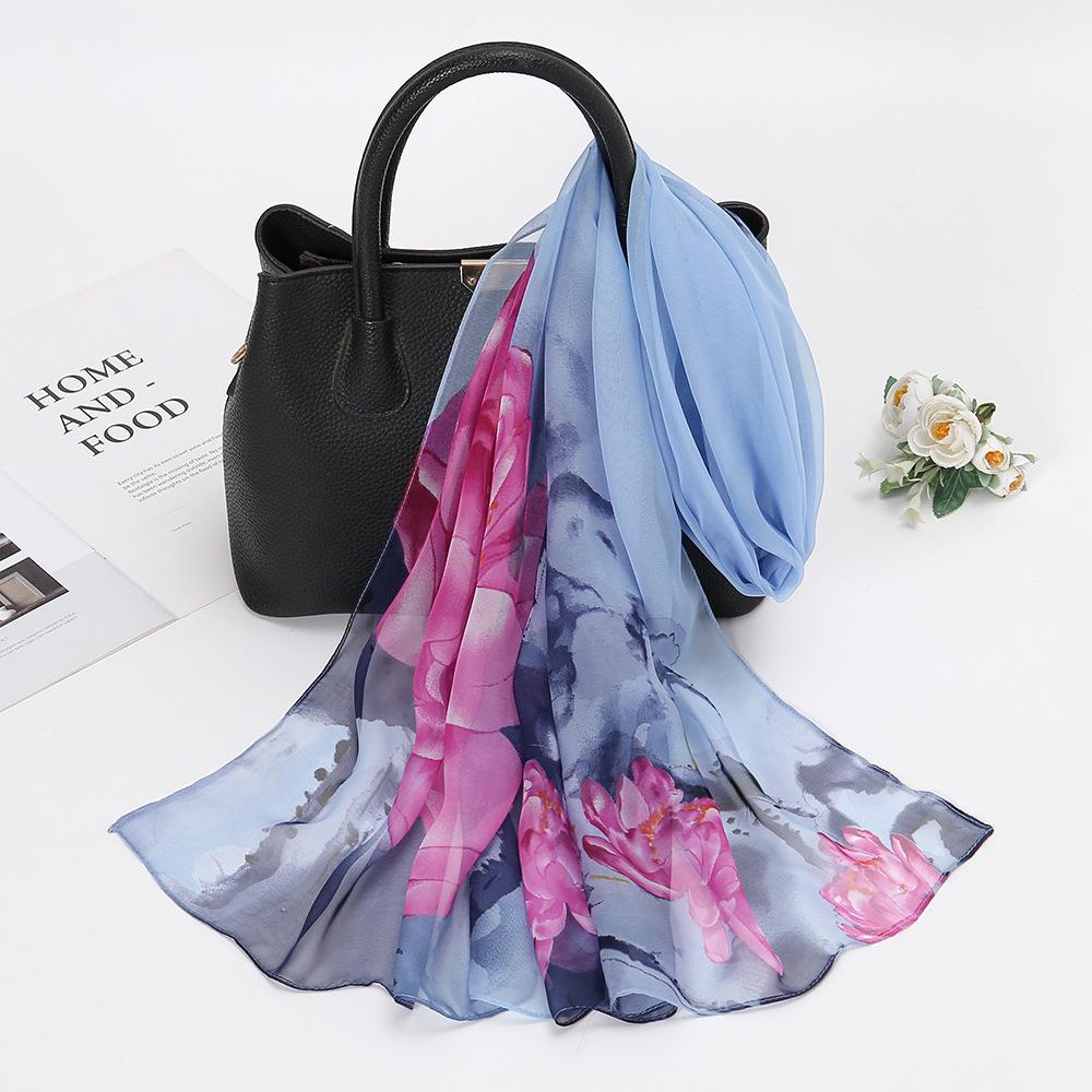 - Fashion Georgette Sunscreen Silk Scarf Beach Scarf Long Women'S Decorative Thin Silk Scarf Scarf