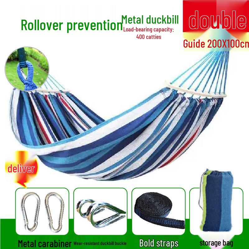 Reinforced Wooden Stick Canvas Outdoor Camping Hammock