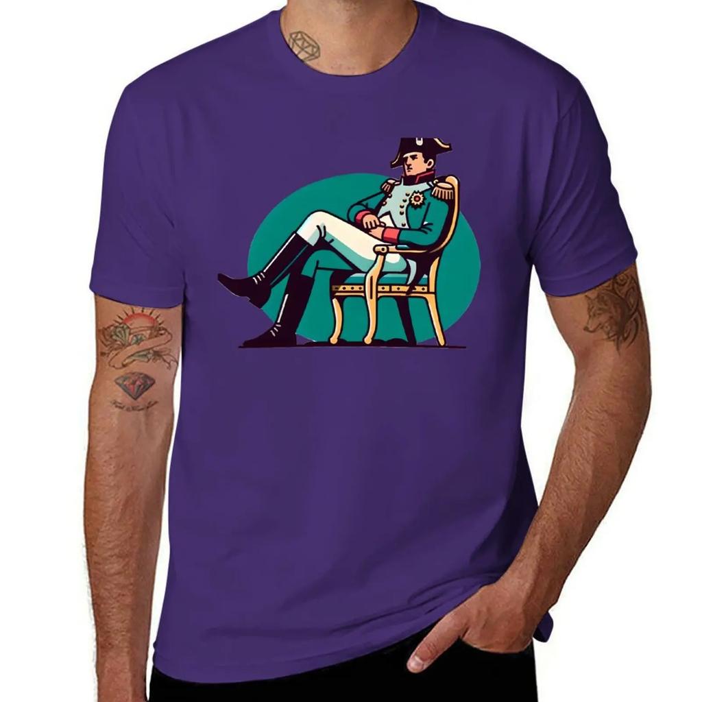 Napoleon Siting On Chair Drawing TShirt Cotton Graphic Tees New Edition Summer Top Anime Figures Mens Tshirts