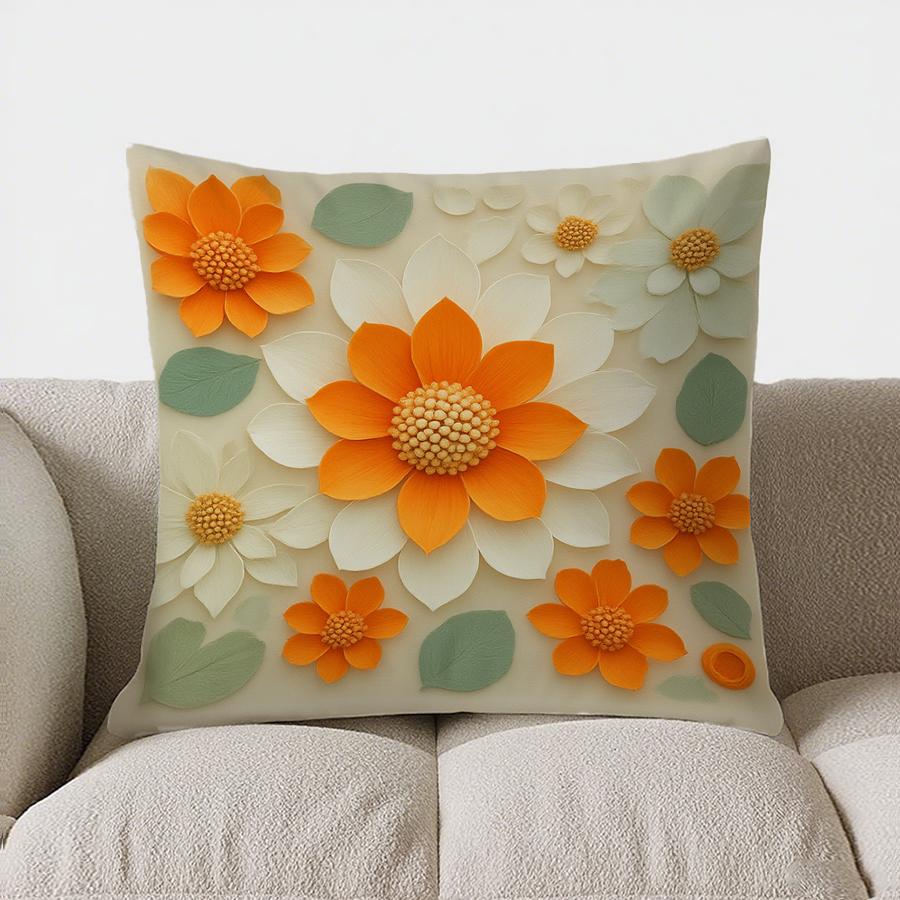 Home Decor Floral 3D Embossed Throw Pillow For Home Decor Pattern Cushion Cover Suitable For Sofa Bedroom Car Pillow Cover