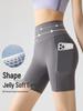Women's High Waist Pocket Yoga Pants - Summer Three-Quarter Length, Shark Skin, Nude Feel, Hip Lifting, Thin Outward Wear