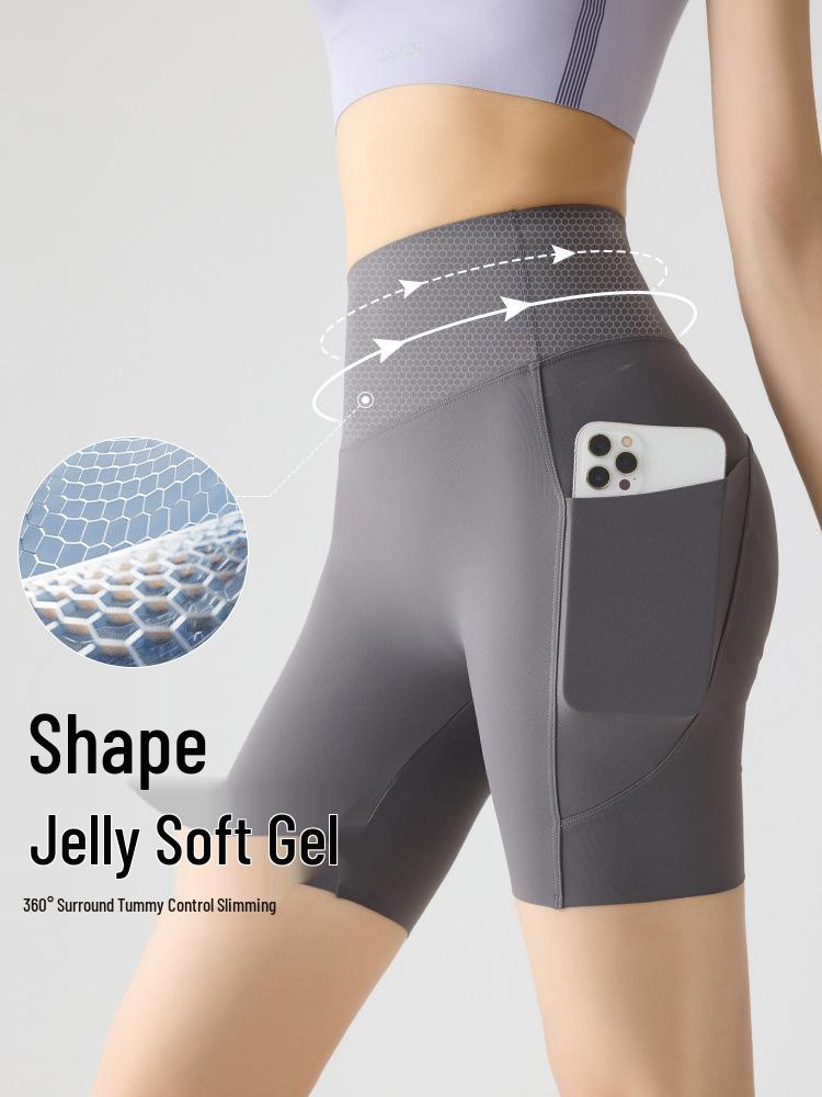 Women's High Waist Pocket Yoga Pants - Summer Three-Quarter Length, Shark Skin, Nude Feel, Hip Lifting, Thin Outward Wear