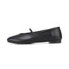 Barbara Soft Leather Minimal Feminine Mary Jane Flat 1cm Bqj128bk