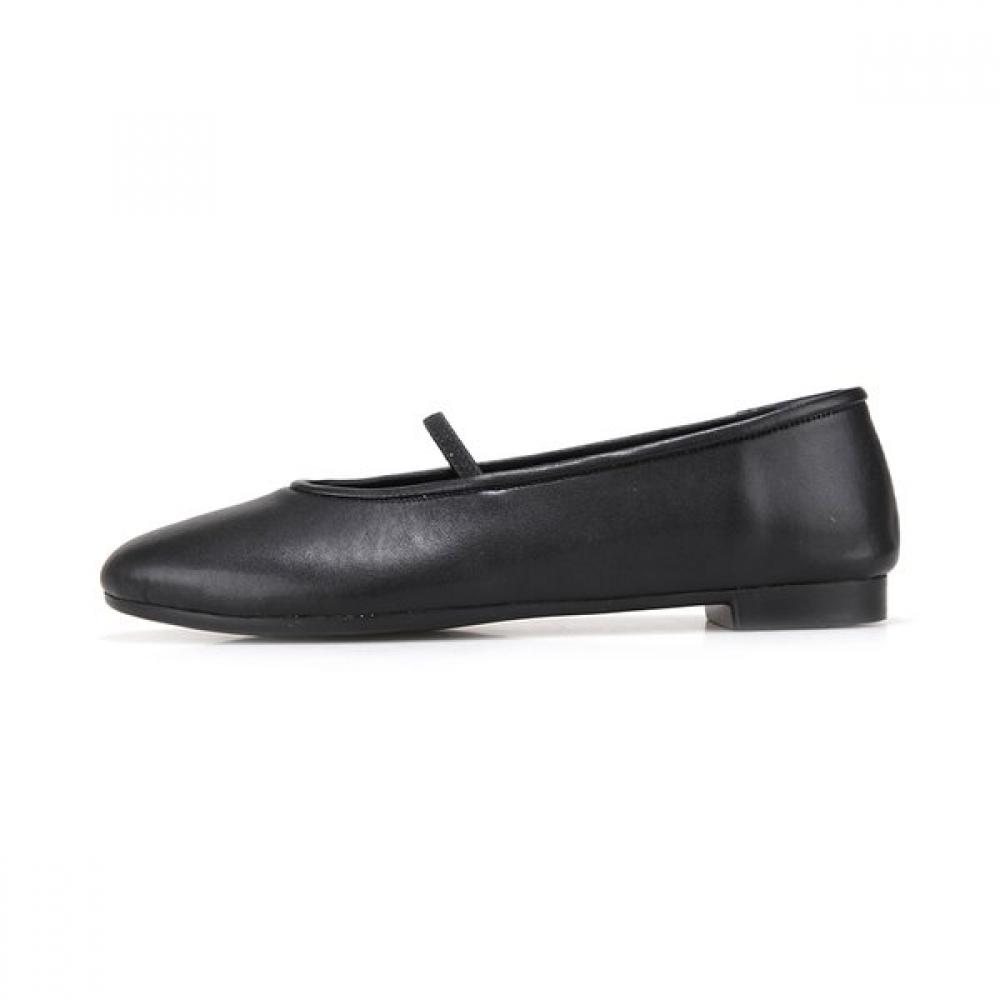 Barbara Soft Leather Minimal Feminine Mary Jane Flat 1cm Bqj128bk