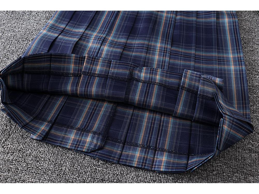 Japanese High-Waisted Plaid Pleated School Uniform Skirt