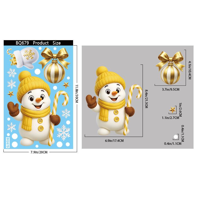Christmas Snowflake Elk Snowman Glass Sticker Noel Ornaments Xmas Wall Stickers Merry Christma Decor Happy New Year Sticker