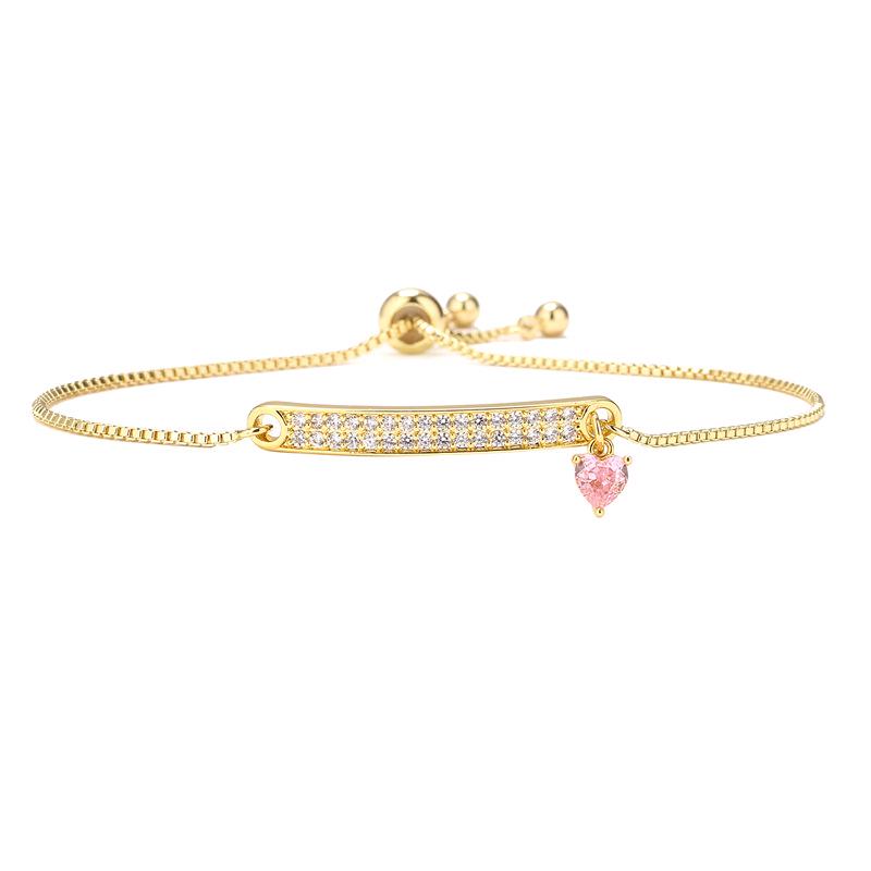 Summer High-end Exquisite Double-row Heart Pendant Bracelet with Micro-inlaid Cubic Zirconia for Women