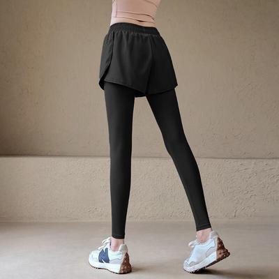 ACKDCS Damen Two-in-One High-Waist Yoga-Leggings