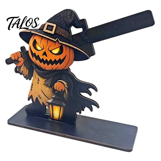 Kitchen Countertop Storage Halloween Wooden Napkin Holder, Ghost Pumpkin Skeleton Cat Bat Tissue Dispenser, Waterproof Party Supplies Tabletop