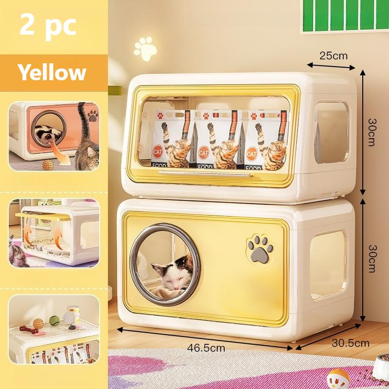 Double Layer Pet Cat Cage Plastic Detachable Cat Shelter Foldable Ventilated Semi Enclosed Cat Bed Home Indoor Use Cat House