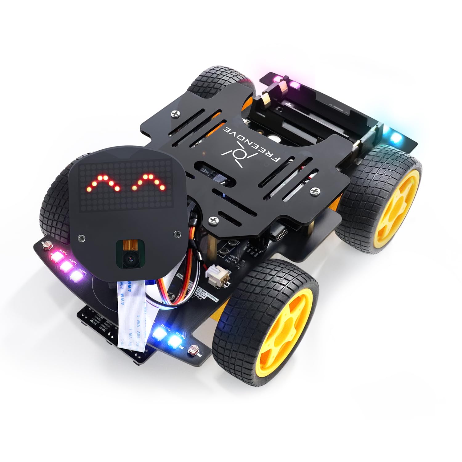 

Freenove 4WD Car Kit for ESP32 CAM 240 MHz Dot Obstacle Line Light Colorful App (Includes), Dual-Core 32-bit Microcontroller, Camera, Matrix, белый