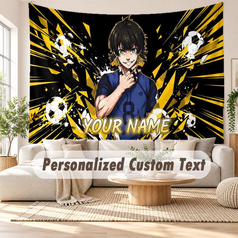 Custom Name Wall Hanging Tapestry,Blue Lock Decorative Backdrop Tapestry For Dorm Home
