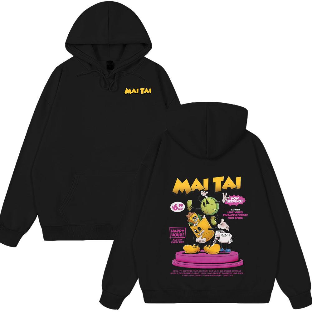 Mai Tai Cocktail Funny Meme Tops Women Casual Clothing Cartoon Humor Wears Male Oversized Streetwear Winter Spring Style Clothes 3XL