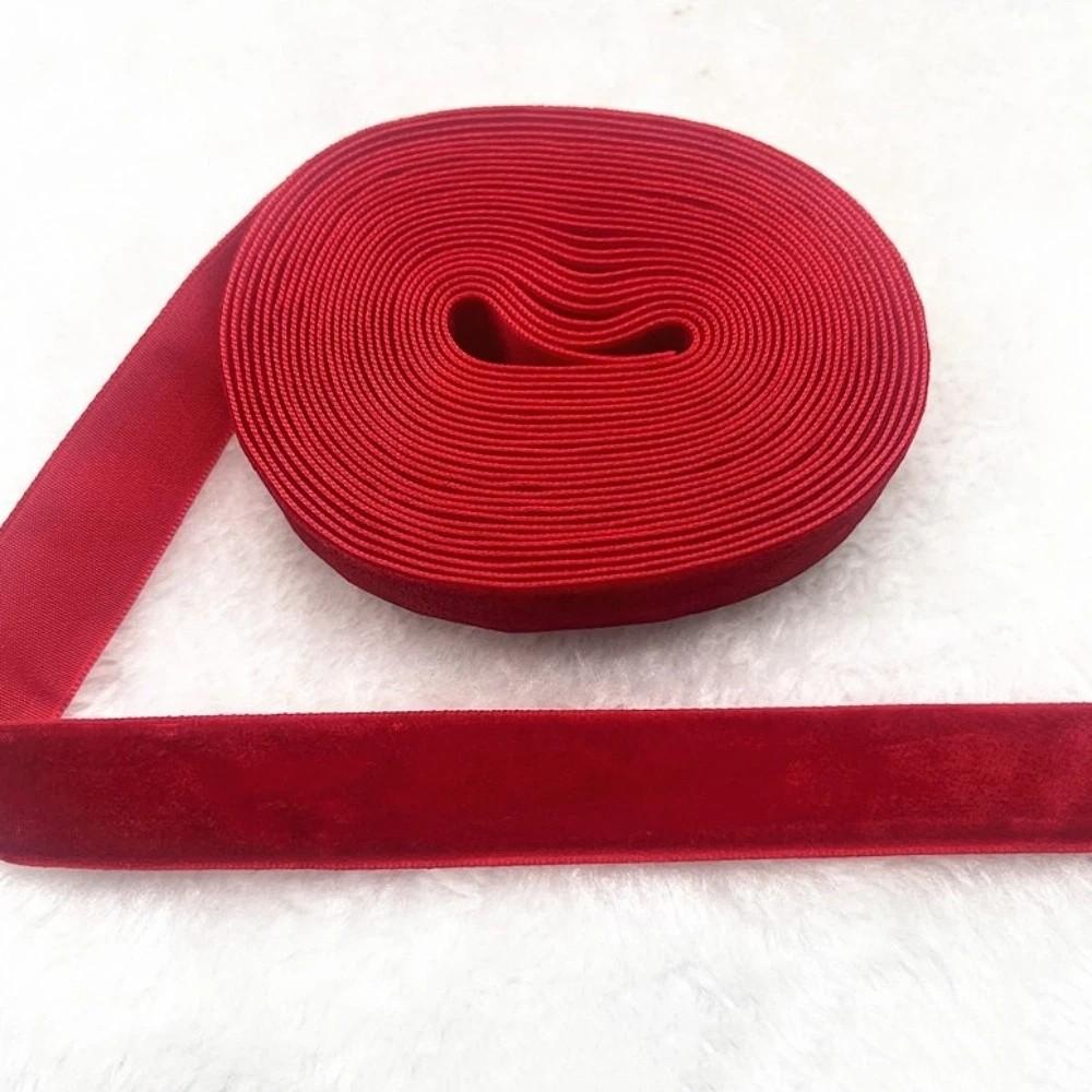 20mm Width Flocking Webbing 5 Yard Gift Packing Ribbon Multi-Purpose Velvet Ribbon  Christmas Decor красный