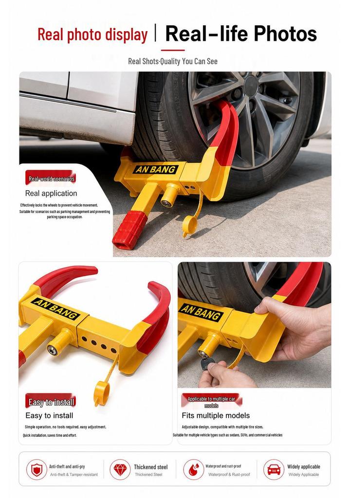 Retractable Universal Car Tire Lock Anti-theft Bull Horn Pliers