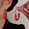 Red Zircon Bow Drop Earrings for Women Sweet Metal Ribbon Dangle Earring Fashion Charm Party Jewelry