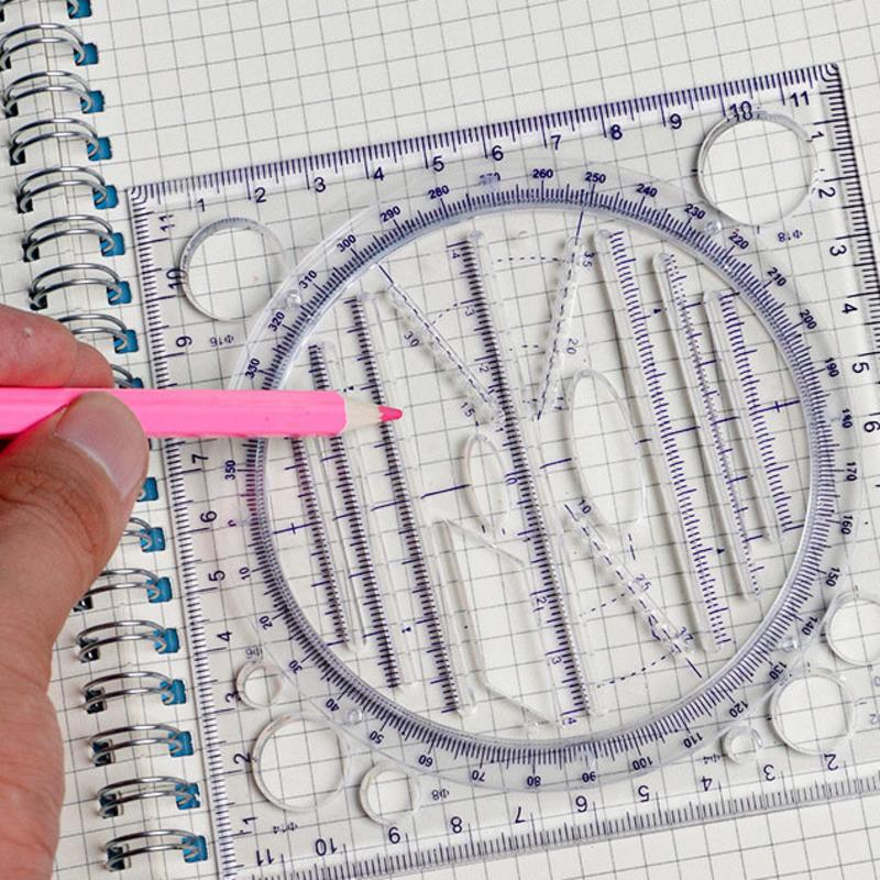 1 bucată Papetarie rotundă multifuncțională Desen activ rotativ raportor riglă Cerc