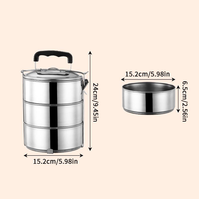 2/3/4/5 Layers Stainless Steel Lunch Box Lunch Container Heatable Portable Lunch Box Outdoor Thickened Large Capacity Pot