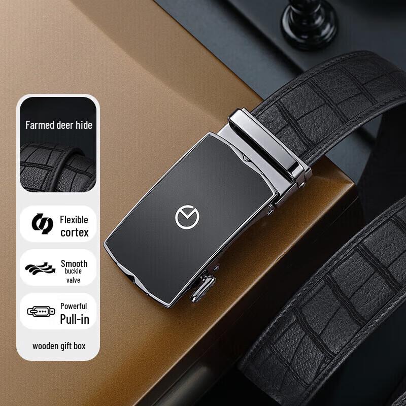 Мужской кожаный ремень Goldlion из оленьей кожи с автоматической пряжкой в подарочной коробке Up to 120cm