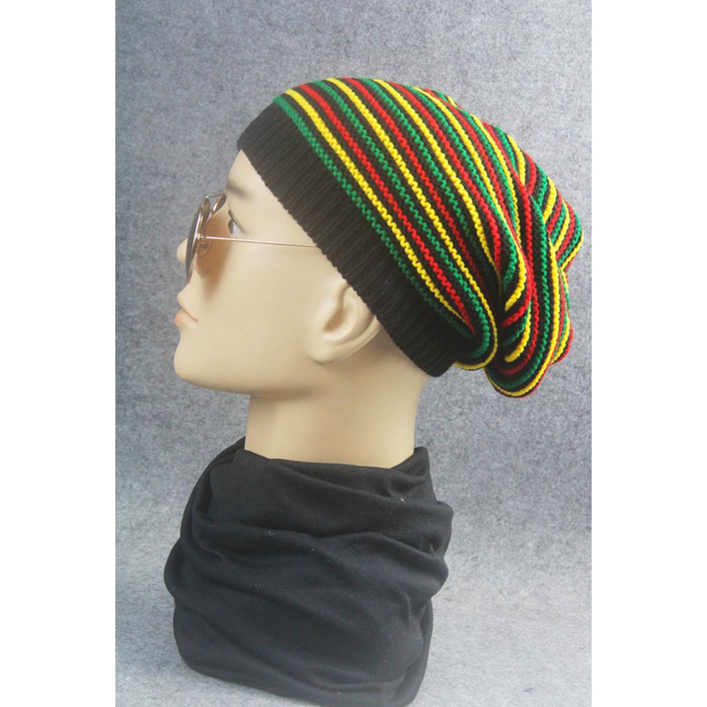 Autumn Street Knitting Beanie Hat Unisex Jamaica Stripes Baggy Hip Hop Skull Cap