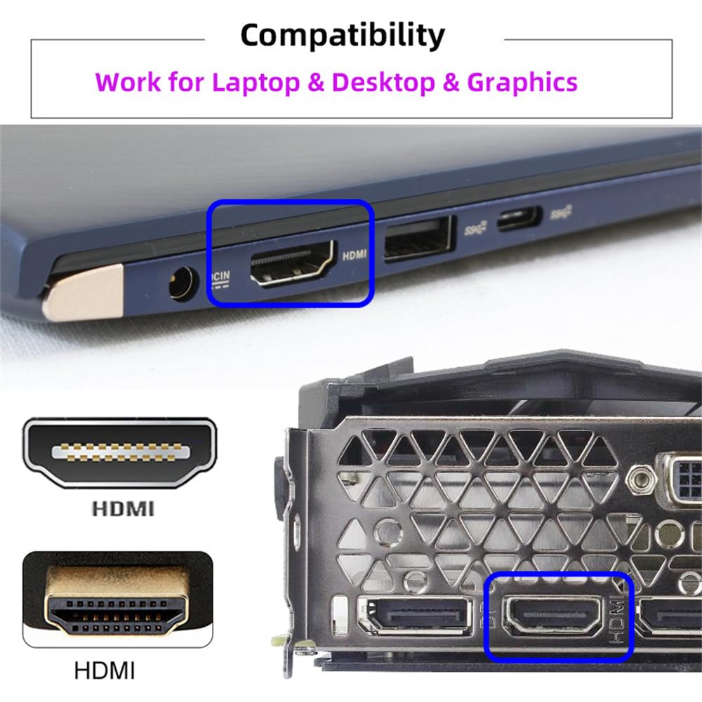 Cablecc 4K HDMI Virtual Display Adapter with DDC EDID Dummy Headless Ghost Display Emulator for HDTV 1.4 Plug, 4K@60Hz
