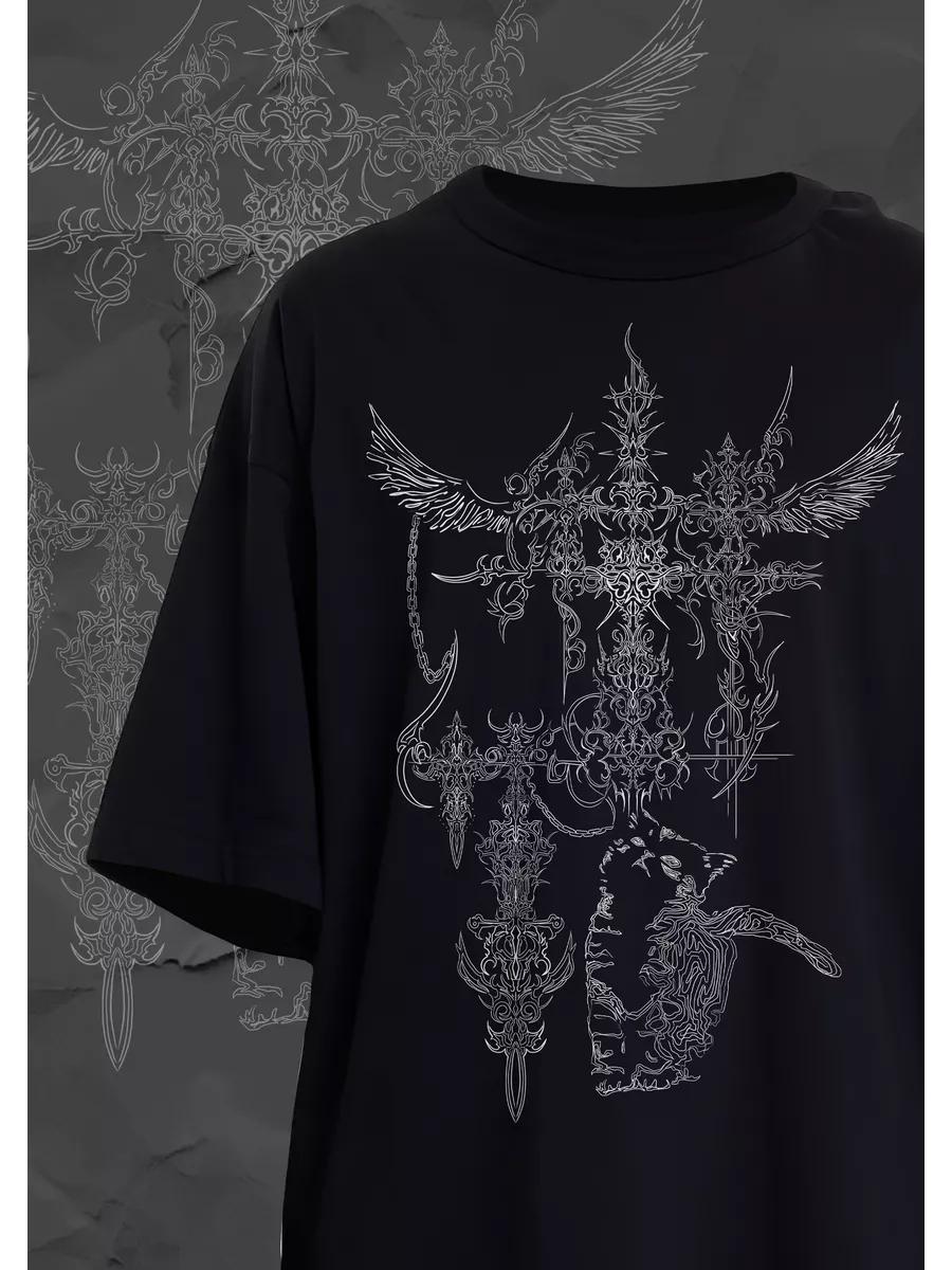 Y2K alt drain cat print T-shirt S