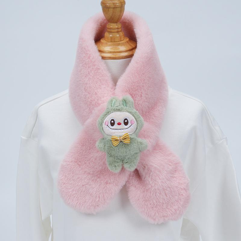 Plüsch-Winter-Schal im koreanischen Stil, Süßer und warmer Nackenschutz für Mädchen und Schülerinnen