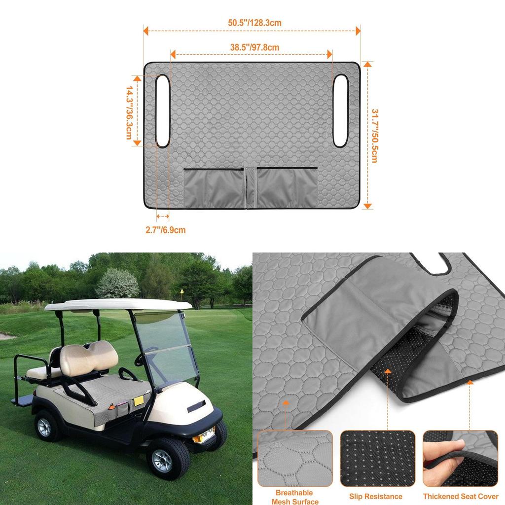 Golf Cart Seat Cover With Four Front Pockets And Nonslip Base For Outdoor Golfing