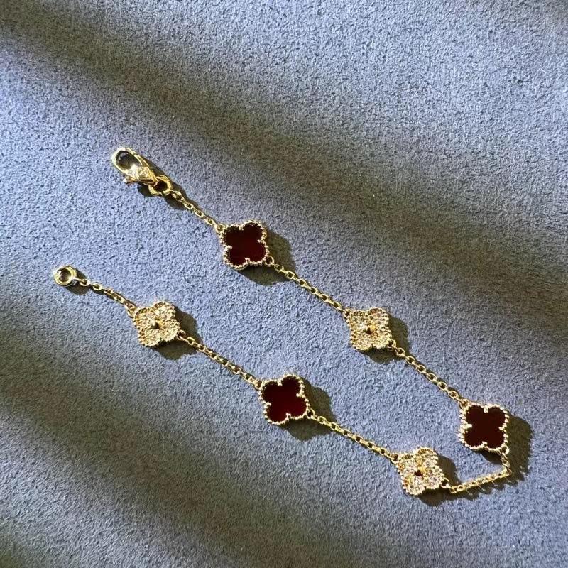 9MM Mini Six-flower Four-leaf Clover Bracelet White Mother-of-pearl Purple Chalcedony CNC Craft Simple and Versatile High-end Bracelet