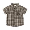 Children's Clothing Summer Boys' Stand Collar Short Sleeve Plaid Shirt Kids Casual Pocket Shirt Baby Boys' Half Sleeve Tops