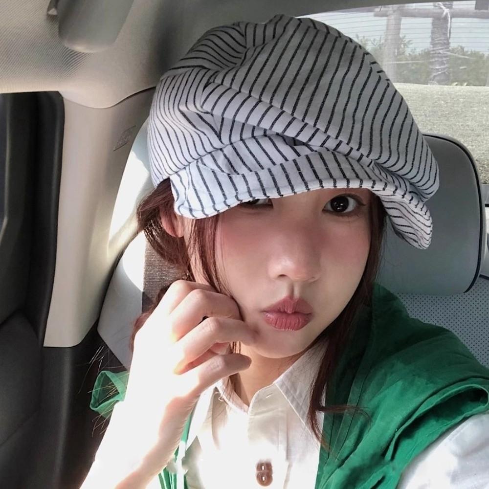 Y2k Octagonal Hat Thin Painter Caps New Striped Berets Girl