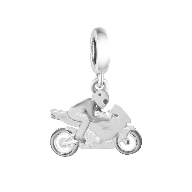925 Silver Pan Charm Bracelet DIY Fit Original Race Car Dirt Bike Motorbike Scooter Bead For Women Berloque Jewelry Making