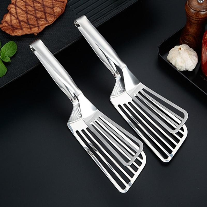Multifunctional Kitchen Cooking Clamp Large Steel Spatula Tongs for Flipping Grilling and Serving Food Steak Hamburger
