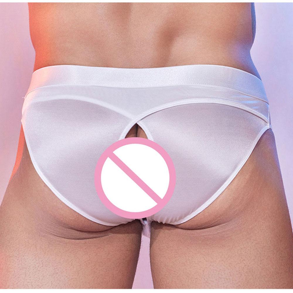 Men's Panties High Elastic Briefs Sexy Hollow Out Butt See Through Underwear U Convex Pouch Gay Underpants Male Lingeries