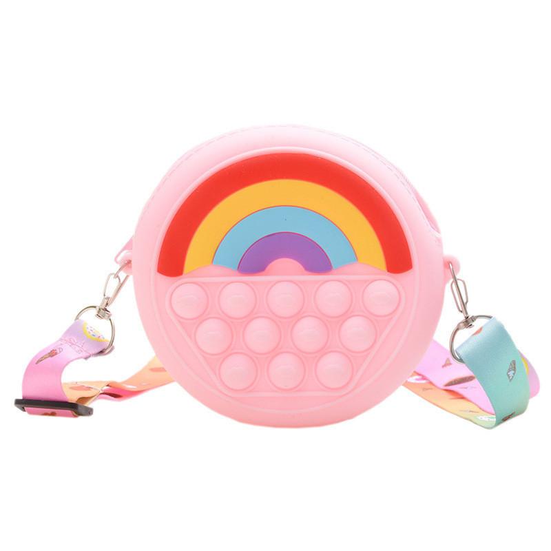 Adorable Silicone Children's Bag Mini Rainbow Crossbody Purse For Kids Unisex