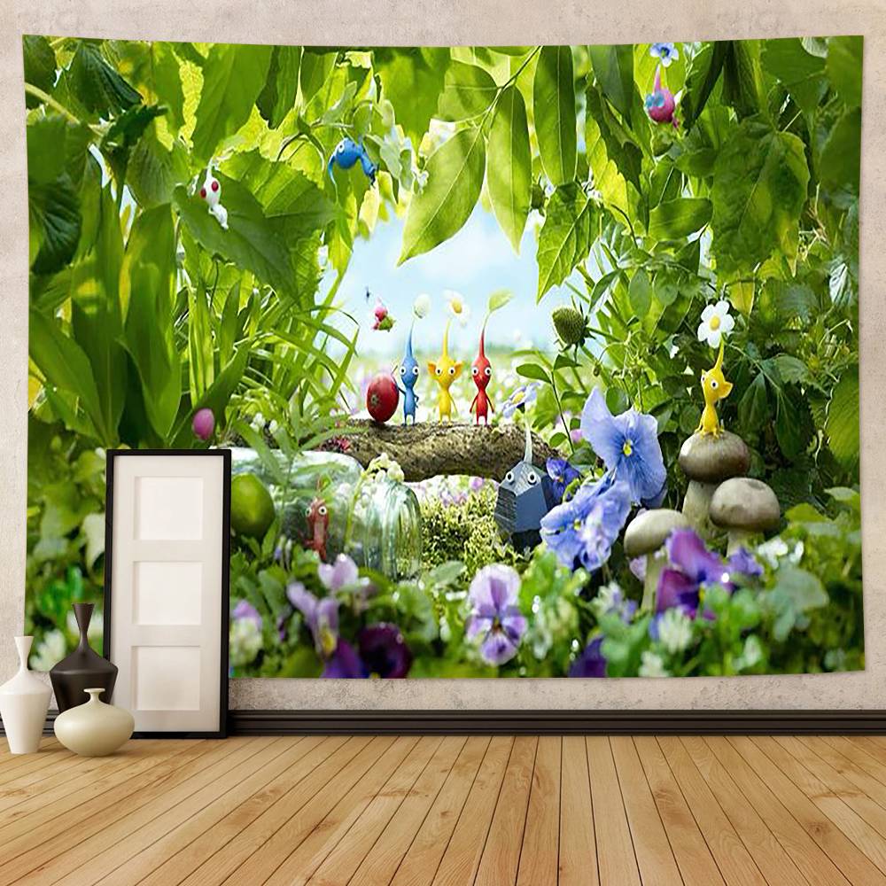 Pikmin 4 Lustiger Wandteppich Dekoration Schlafzimmer Wohnheim Hintergrundtuch Ferienhaus Party Wohnzimmer Clubtuch