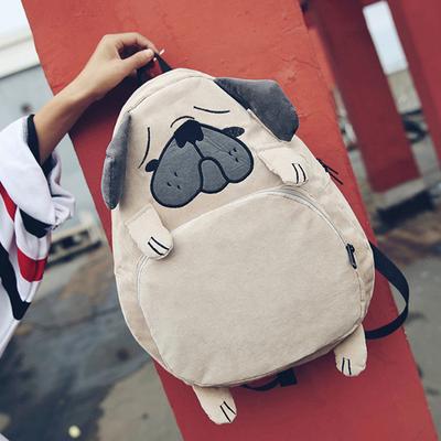 Sac à Dos Femme Sac d'École Toile Mignon Chien Renard Oreille Broderie Côtelé Sac à Dos Féminin Vintage Sac à Dos pour Ordinateur Portable pour Filles École