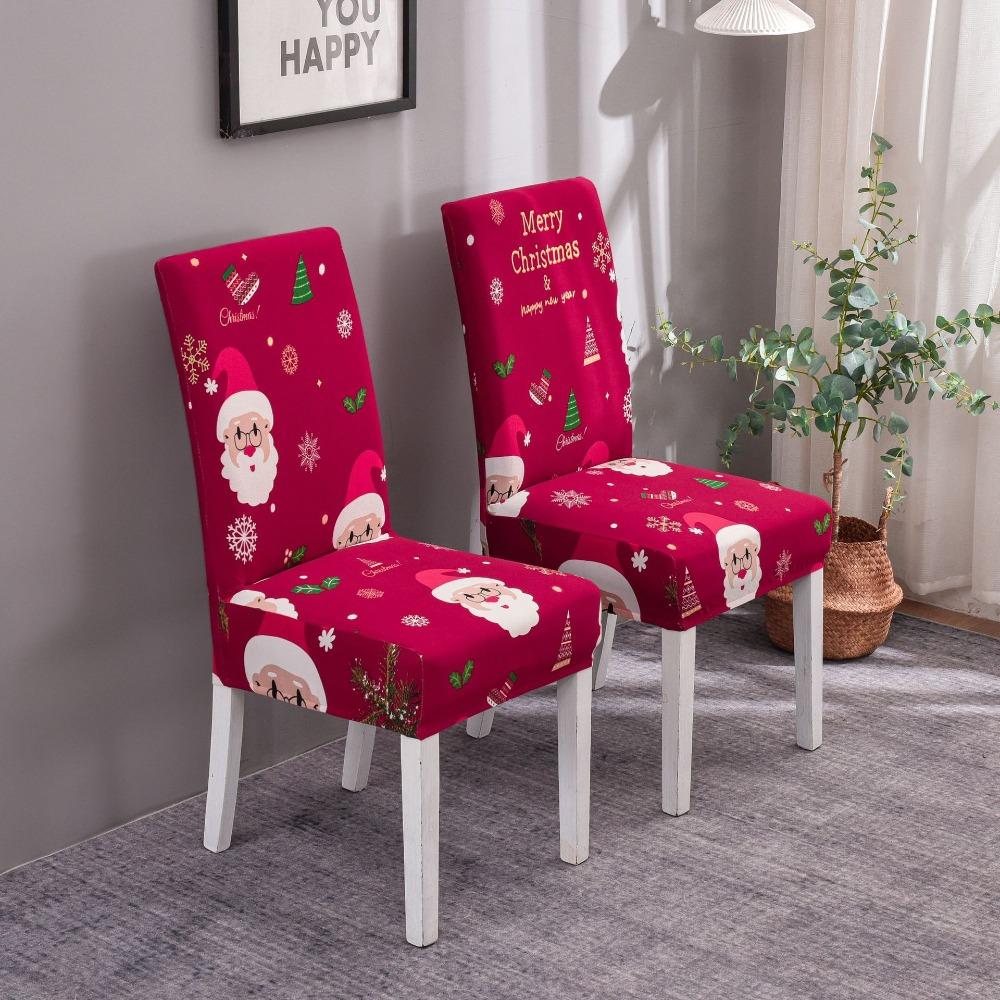 

Christmas Elastic Chair Covers Stretchable Dining Seat Slipcovers for Home Hotel Restaurant Universal Use 1pc
