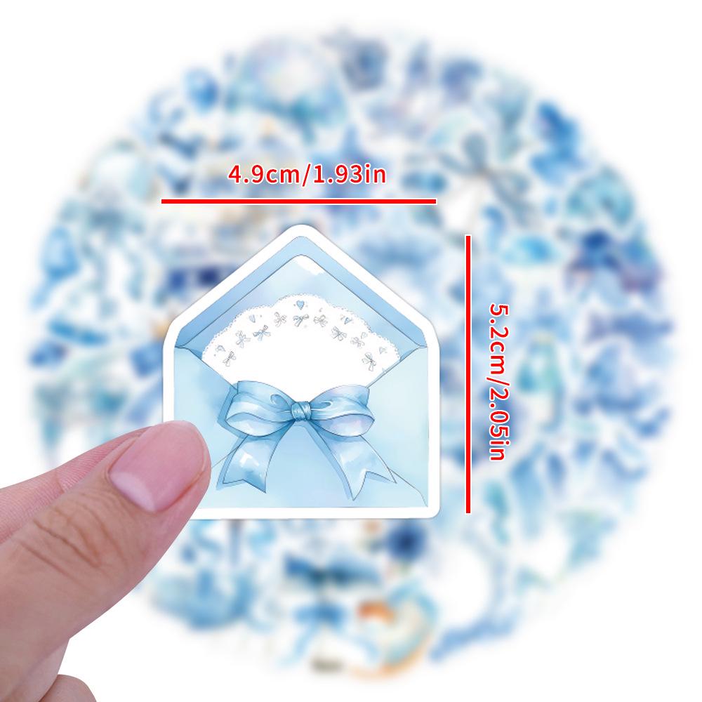 60 Coquette Cartoon Stickers - Blue Winter Decor for Bottles, Phones & Suitcases