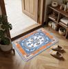 Mandala Flower Pattern Blue Orange Half Round Carpet Mat Rug Home Decoration Entryway Door Bohemian Vintage Non Slip Durable