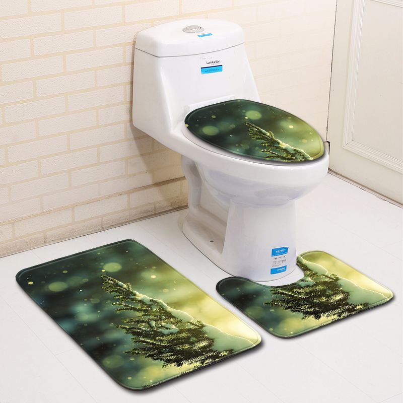 3D Snow Bathroom Toilet Three-Piece Floor Mat Door Mat Bathroom Carpet