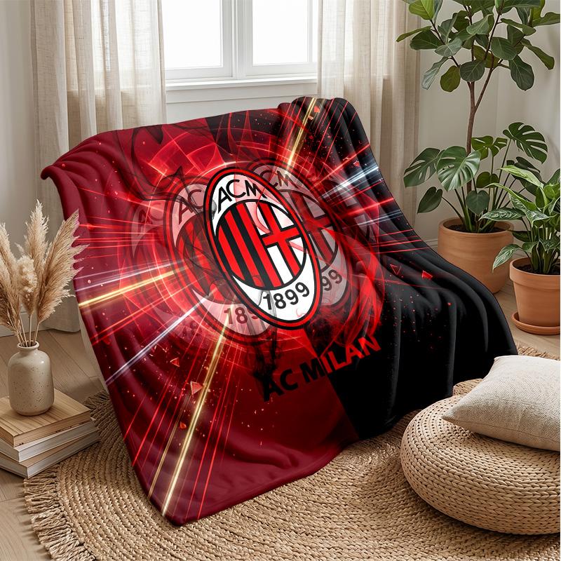 AC Milan Theme Blanket Soft Flannel Blanket Plush Throw Blanket Cozy Sofa Bed Blanket for Home Decor