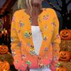 Damen Strickjacke mit langen Ärmeln, zum Knöpfen, Pullover mit Halloween-Print, Leichte Freizeit-Oberbekleidung