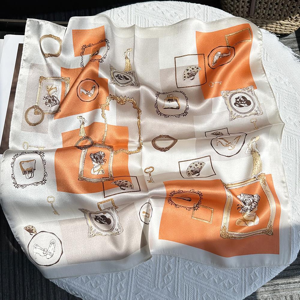 Spring and summer new silk scarf 53cm silk small square scarf women s high-end sense versatile temperament scarf white scarf scarf 53*53cm