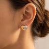 INSSGG European & American Two-Tone Striped Heart Titanium Steel Earrings