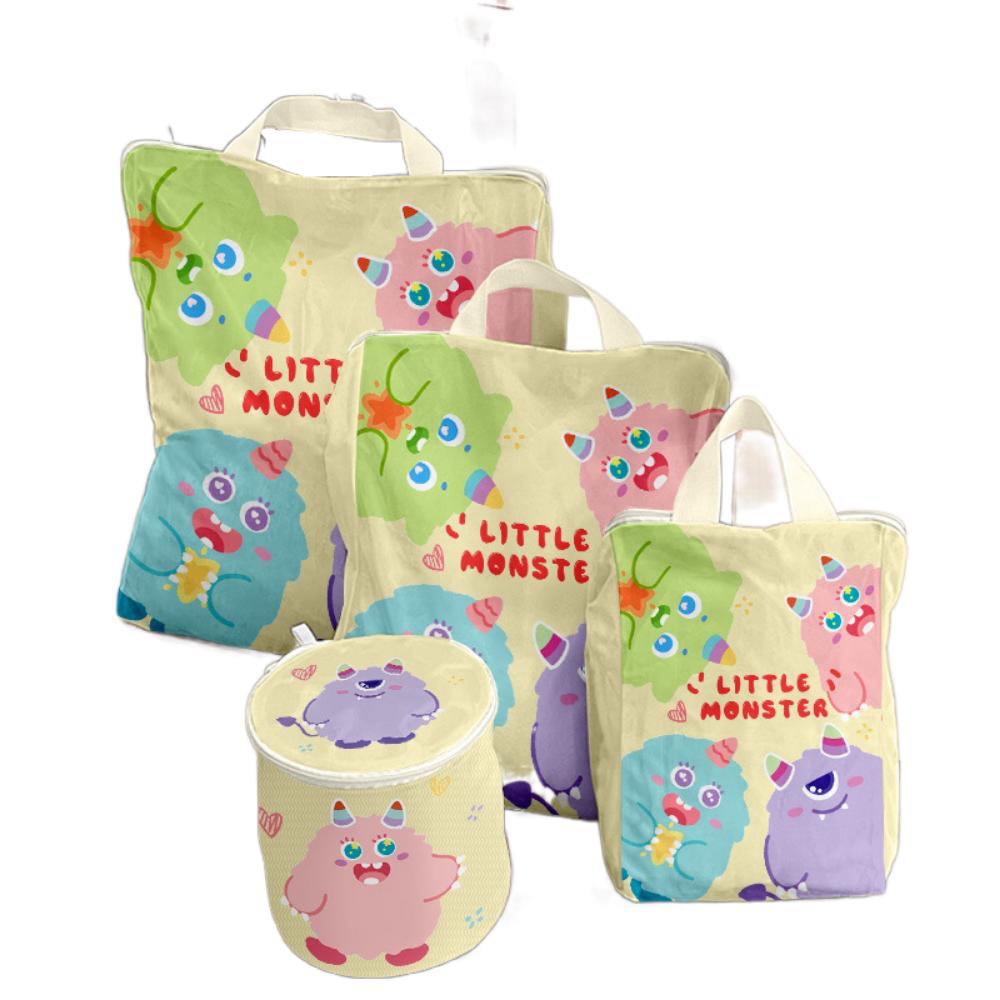 4Pcs Cute Mesh Laundry Bags Set Auto-lock Zipper Travel Clothes Organizer  Stocking