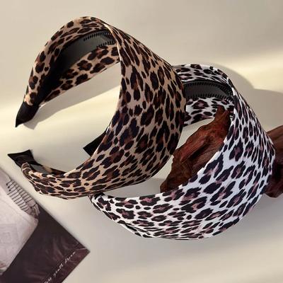 Retro Senior Leopardenmuster Breitkrempige Stirnbänder für Damen Mode Temperament Haarreif Weiblich Party Haarband Accessoires Neu