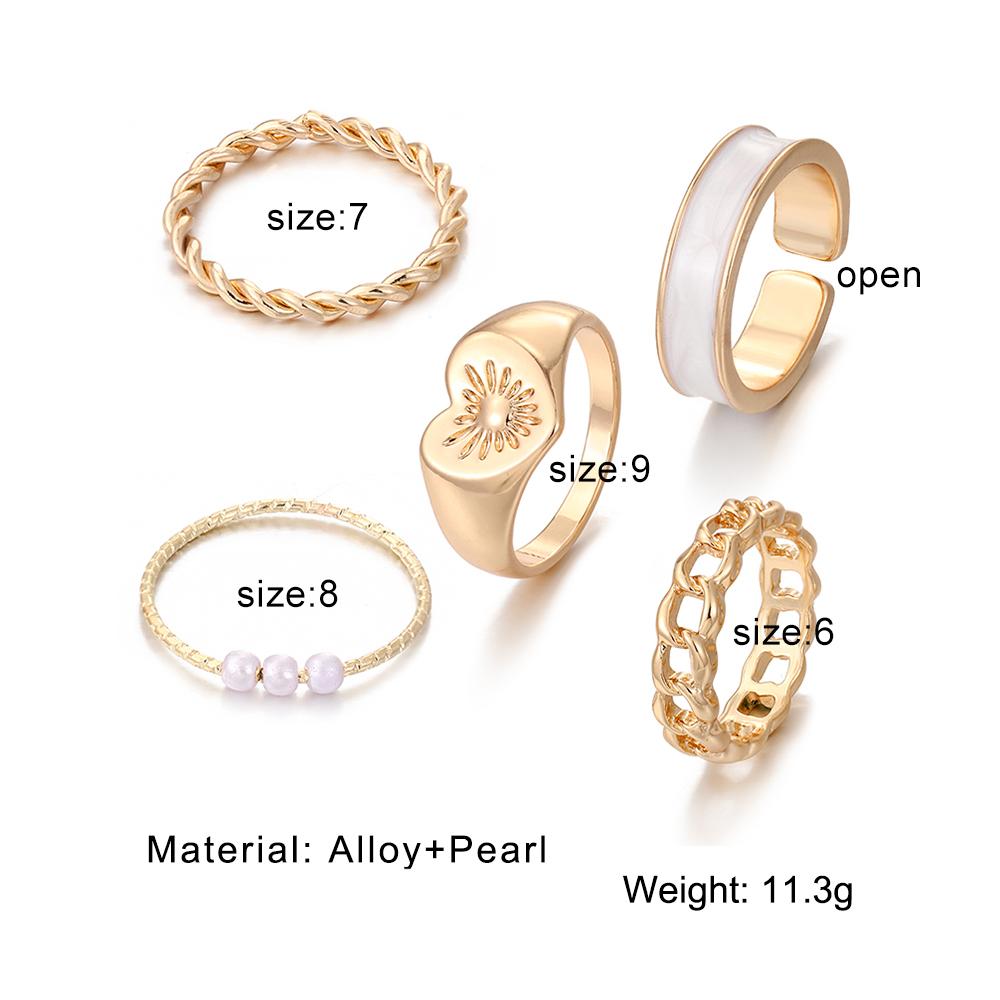 Retro Love Student Lovely White Charm Open Cut Jewelry Ring Set